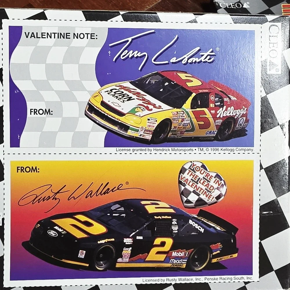 NASCAR Valentine Folded Greeting‎ Cards 34ct w/ Bonus Stickers Vintage 1996